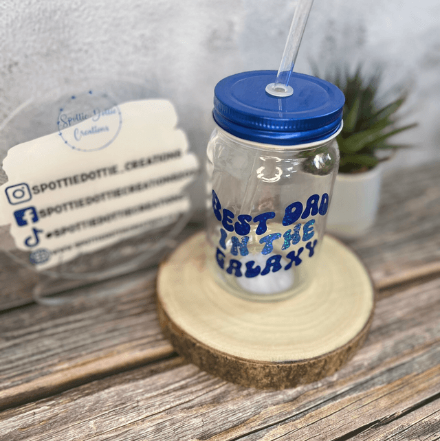 Dad out of this world glass drinking jar