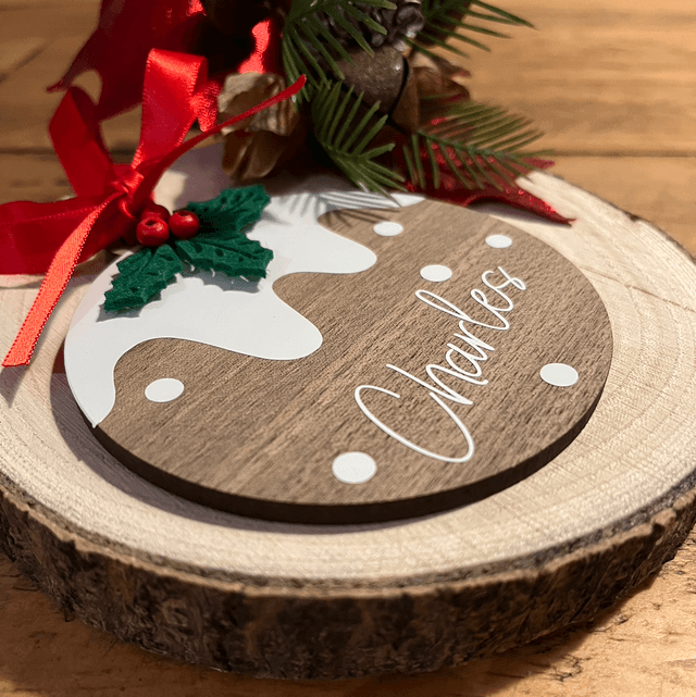 Personalised Christmas pud hanging decoration