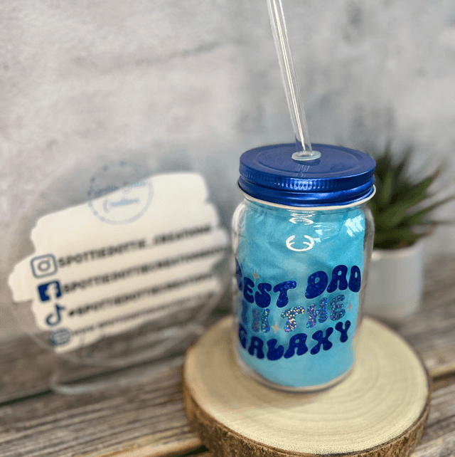 Dad out of this world glass drinking jar