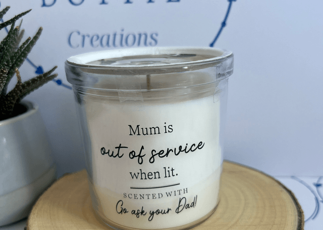 Mum is out of service candle