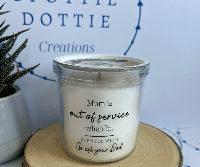 Mum is out of service candle