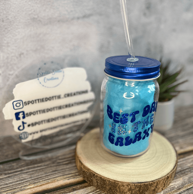 Dad out of this world glass drinking jar