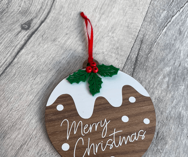 Personalised Christmas pud hanging decoration