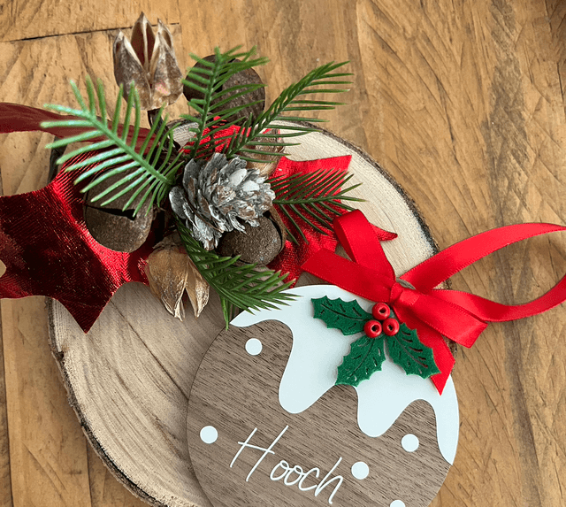 Personalised Christmas pud hanging decoration