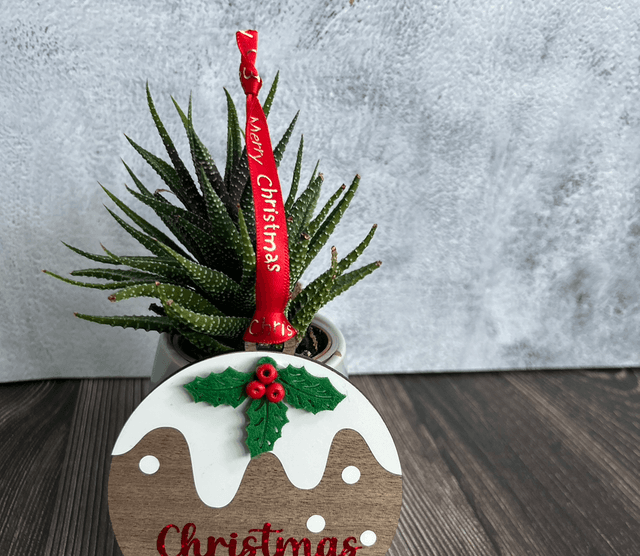 Personalised Christmas pud hanging decoration